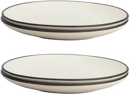 Birdie Handcrafted Ceramic Stoneware Dinner Plates Set of 4 White Matte Plates Dia - 10.3" Each, Microwave Safe, Freezer Safe, Dishwasher Safe Dinner Plate