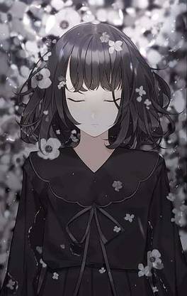 Anime Girl Sleeping Black Hair School Uniform White Flowers Anime Matte Finish Poster Paper Print