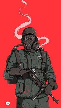 Illustration Digital Art Installation Gas Masks Drawing Kudi888 Matte Finish Poster Paper Print