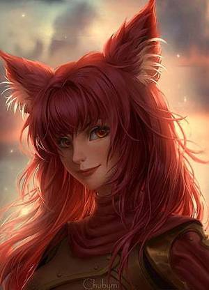 Anime Girls Simple Background Animal Ears Redhead Red Eyes Long Hair Matte Finish Poster Paper Print