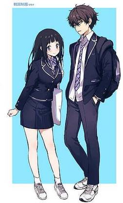 Hyouka Chitanda Eru Anime Boys Anime Girls School Uniform Oreki Houtarou Thighs Long Matte Finish Poster Paper Print