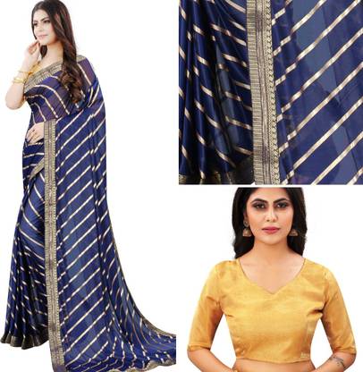 Striped Leheria Silk Blend Saree