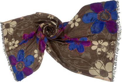 Arihant International Overseas Floral Print Pure Wool Girls Scarf, Stole