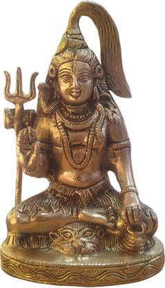 vinayakmoorti Brass Shiva Statue Mahakal Shiv Murti Sankar Bhagvan Idol Mahadev dada Sitting Base Statue Home Puja Temple Showpiece Figurine Decorative Showpiece  -  17 cm
