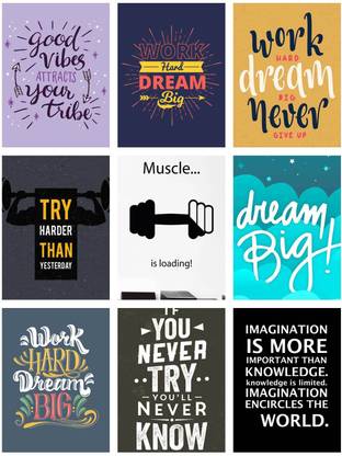 PRINTHUBS 30.48 cm Motivational Quote Vinyl Sticker Poster For Home office Gym Room Wall Decoration ( Size 12x18 Inch ) Design9 Self Adhesive Sticker