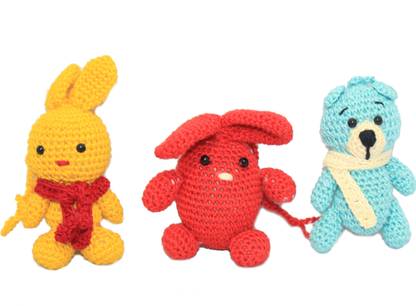 PH Artistic Crochet amigurumi Stuffed Little Pokemon Bunny Teddy Bear Toy Set Birthday Baby Gift  - 4 inch