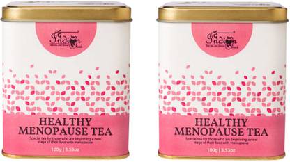 The Indian Chai Healthy Menopause Tea 200g with Raspberry Leaves, Red Clover Flower, Vetiver Root, Guggul etc for Mood Swings, Irritability, Hot Flashes & Night Sweats Relief Herbal Tea Tin