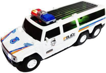 gthf SHANVI Police Car with Lights Friction Music and Siren Sound Police 3D Car Police Car Super Speed Colorful Dazzling Light and Music (Multi Color) (Multicolor, Pack of: 1)