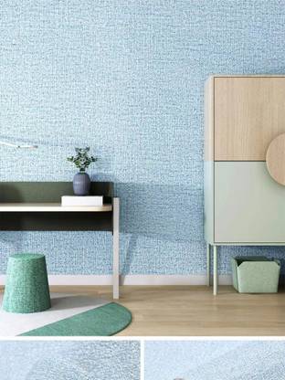 ODELEE Pe Foam Linen Texture Wall Sticker in Roll 2.5 Thickness, 27.5"x 10' Blue