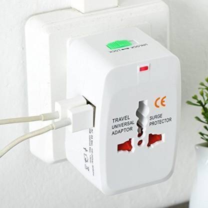 Hiver International Travel Adapter 2 USB Charging Port Smart Wall Charger, All-in-one Universal Plug (US/JP UK EU AU/CN) Worldwide Outlets & AC Socket - Surge Protector Worldwide Adaptor