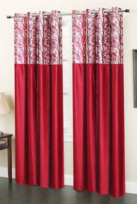 Homefab India 214 cm (7 ft) Door Polyester Semi Transparent Curtain (Pack Of 2)