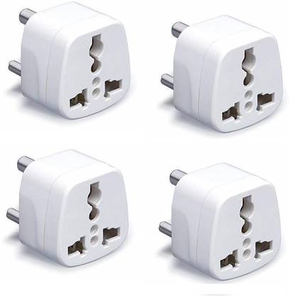 WOWSOME Set of 4 Adapter 3 Round Pin Conversion Plug/ universal power adapter For (UK, UAE, Singapore, Australia, New Zealand) & More to India (Type D) Three Pin Plug
