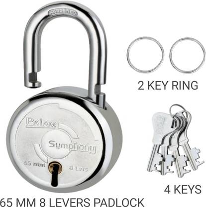 PALAM SYMPHONY DOUBLE LOCKING 65MM 8 LEVERS 4 KEYS PADLOCK Padlock