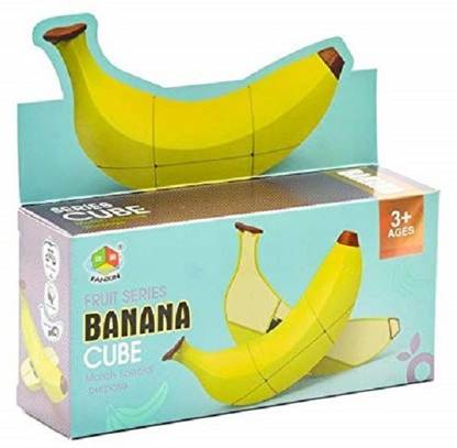HALO NATION Banana Cube Fruit Shape Stickerless Banana Cube Magic Puzzle Toy - Puzzle mind game for kids - Low Diffeculty Level Banana Rubick Cube For Beginners