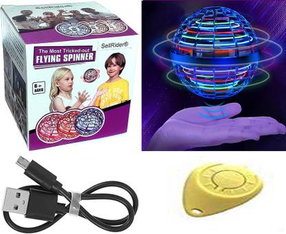 SellRider High spin Flying Ball Toys Globe Shape Magic Controller Mini Drone Flying Toy,Built-in RGB Lights Spinner 360° Rotating Spinning UFO Safe for Kids Adults Magic Flying Toys Outdoor Indoor