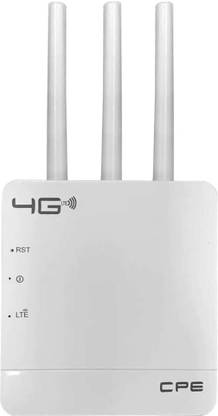 ULTRABYTES 4G Router with SIM Card Slot, Wireless Router CPE Jio Router WiFi 4G Dongle Device, Support DVR, NVR, WiFi Camera, Support All Sim Cards White 4G Router 2.4 GHz 300 Mbps Wifi Speed Dual Band External Antenna MiFi (Sim Based)