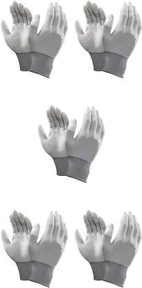 Svojas Pack of 5 Anti Static PU Coated ESD Safe Universal Electronic Working Gloves Nylon  Safety Gloves