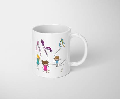 HOPE4DOPE Cartoon-line-child-for-makar-sankranti Ceramic Coffee Mug