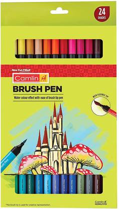 Camel Brush Pen 24 Shades Pack of 1 superfine Nib Sketch Pen