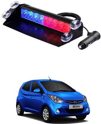 RKPSP 8 LED Red/Blue Waterproof Police Light For Eon Fog Lamp Car, Truck, Van LED for Hyundai (12 V, 55 W)