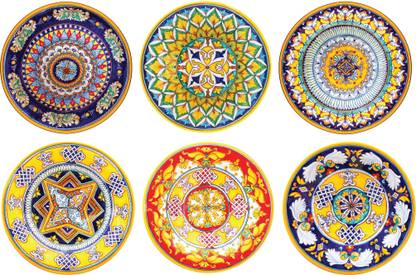 REAL ART Wall Hanging Ceramic Plates 7" - 6 pcs set Pack of 6