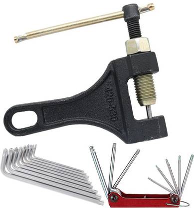 Digital Craft Combo of 3 Essential Tools Bicycle Chain Pin Remover Bike Link Breaker Splitter MTB Cycle Repair with Tool Bicycle Chain Puller Link Extractor Cycle Repair with Folding Allen Key & Trox Allen Key Single Sided Speciality