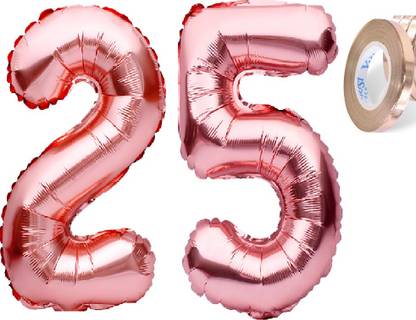 Prihit BD Numbers Solid RoseGold '25' number Numerical Foil Balloon ( Pack of 3)