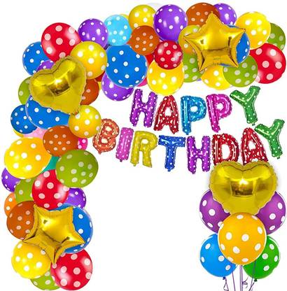 Prihit Happy Birthday Letter Toy Foil Balloon Set with 30 HD Metallic and foil balloons