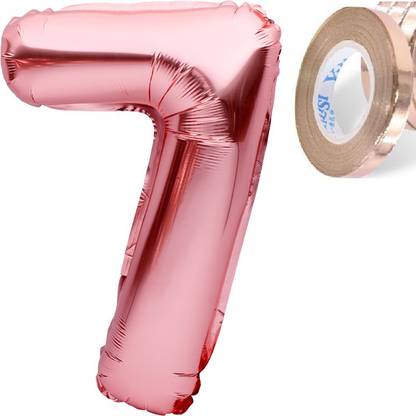 Prihit Solid RoseGold '7' number Numerical Foil Balloon( (Rose Gold, Pack of 2)