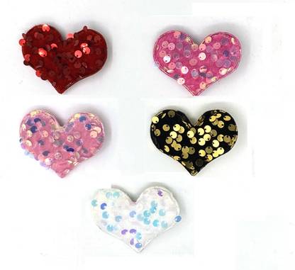 FEBRINA 5 Heart Shape Sequins Snap Hair Clips, Non Slip Barrettes for Baby Girls Toddlers Kids Teens, girls Hairpins, Elegant Glitter Hair Accessories Random Hair Clip Hair Clip (Heart) Pack of 5 Hair Clip