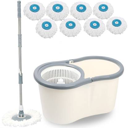 V-MOP White plastic spin mop- Magic Bucket Mop-08 Mop Set