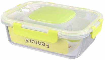 Femora Borosilicate Glass Rectangle Container with Vacuum Pump Lid- 1050ML 1 Containers Lunch Box