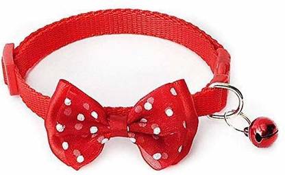 DogTrust Dog Collar with Bell-Bow Tie Cute Safety Collars for Puppies and Small Dogs (Color Red) Dog Collar & Leash