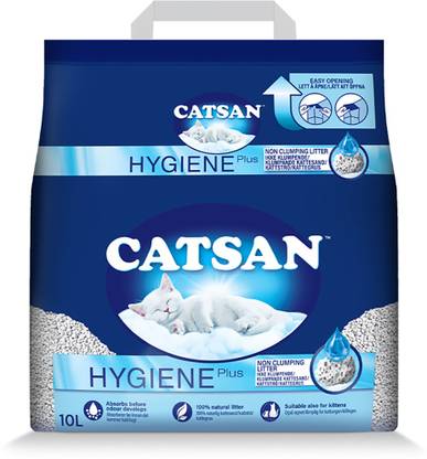 Catsan Hygiene Plus Non Clumping 100% Natural Cat Litter, 10 L Pet Litter Tray Refill