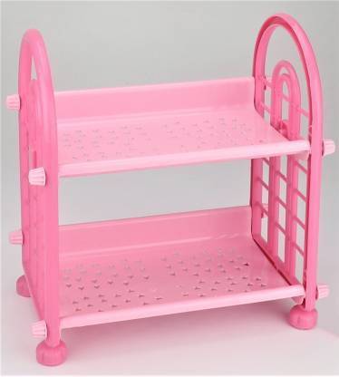 Amazing Multipurpose Stacker Rack Small Pink Color Plastic Wall Shelf (Number of Shelves -2 ) Plastic Wall Shelf
