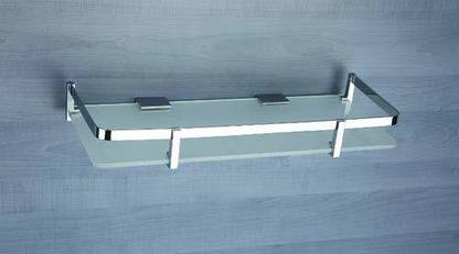 AVOQ Frosted Toughened Glass 6mm & 100% Brass, Chrome plated, Size : 15x5, Bathroom Glass Wall Shelf