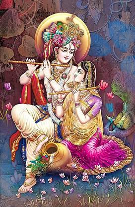 Radha Krishna HD Wallpaper on Art Paper Fine Art Print
