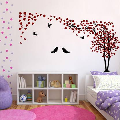 Wall#Stickers# 91 cm Red Love Heart Wall sticker poster Animated wallpaper sticker self Adhesive wallpaper Covering Area [ 91x80 ] Self Adhesive Sticker