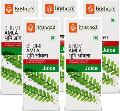 Krishna's Herbal & Ayurveda Bhumi Amla Juice | Natural Immunity and Digestion Booster | Enhances Liver Health | Organic and Herbal | 500ml Each | Pack of 5