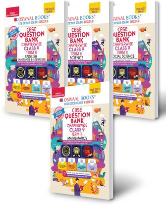 Oswaal CBSE Question Bank Chapterwise For Term 2, Class 9 (Set of 4 Books) English Language & Literature, Science, Social Science & Mathematics (For 2022 Exam)