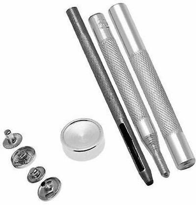 Asiatic 15 MM Silver Spring Button And Tools 12 pcs Button Tool Sets Silver Metal Buttons