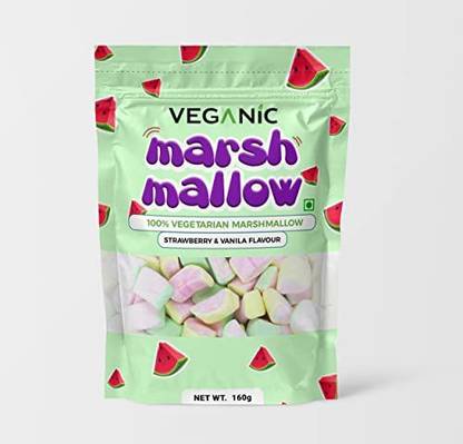 Veganic Vegetarian Marshmallows | Watermelon Shape Strawberry/Vanilla Flavour | Cute Marshmallow Candy Strawberry, Vanilla Chewing Gum