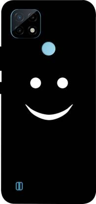 printoworld Back Cover for Realme C21 - Smile Black Background Printed Back Case Cover