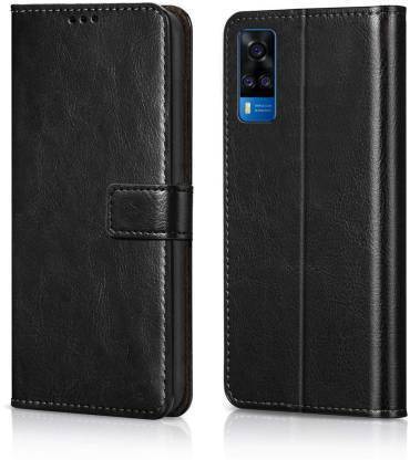 GoPerfect Flip Cover for Vivo Y51 2020 |Leather Finish Flip Cover|Inbuilt Stand & Inside Pockets