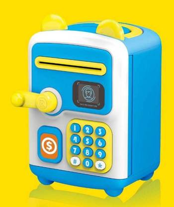 HK ENTERPRISES OFFICIAL Latest Face Electronic Piggy Bank Mini Atm, Money Bank , Real Money Saving Box Save Coin Bank Password Imitative Finger Print Saving Bank For Kids (Multicolor) Coin Bank