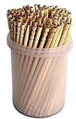 RBGIIT 100 Bamboo Wooden Toothpicks 100 Pieces Wood Round Toothpicks in Plastic Storage Holder| Sturdy for Party, Olive, Fruit, Teeth Cleaning Toothpicks