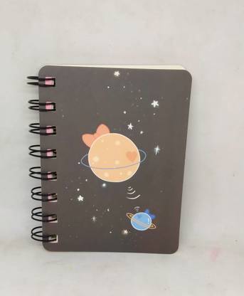 lindasgifts Mini Pocket Spiral Notebook (100) Red Planet and Stars Pocket-size Diary Unruled 80 Pages