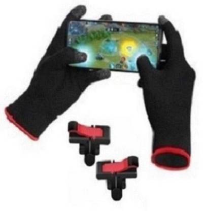 ANAUX PUBG FREE FIRE Gloves for Mobile (1 Pair) with Fastest Firing Sensored Trigger for Sweat Breathable Full Touch Screen to Mobile Free Fire Game Trigger, Multicolor  Gaming Accessory Kit