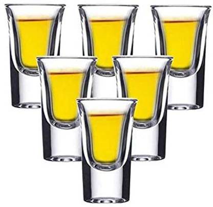 Glass World (Pack of 6) Curve Top Shot Glass 40ml ,Heavy Base Clear Shot Glass, Great for Whisky Glass Set Shot Glass
