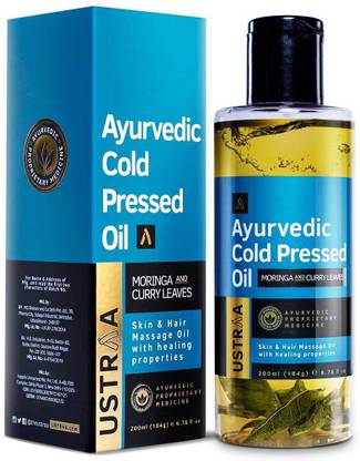USTRAA Ayurvedic Cold Pressed Oil with Moringa Oil & Curry Leaves | Skin & Hair Massage Hair Oil